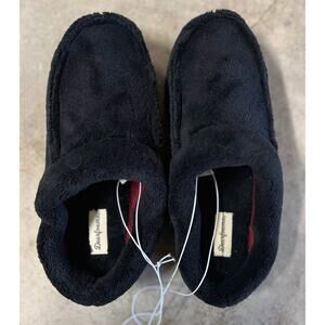 NEW Dearfoams Fluffy Black Hard-Bottom Slippers